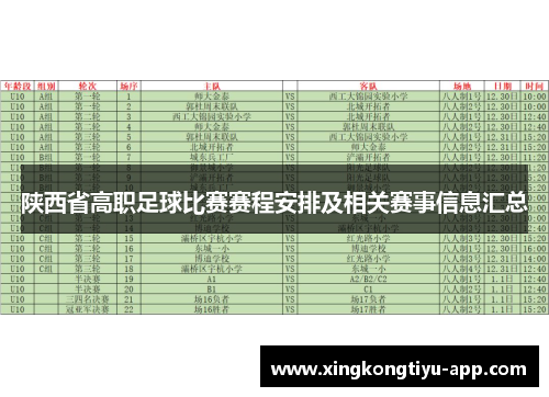 陕西省高职足球比赛赛程安排及相关赛事信息汇总